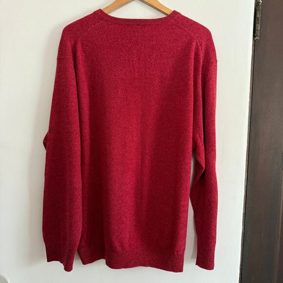 JOS A BANK | Deep red Cashmere V Neck Sweater Burgundy Rust Red | Size Large - Picture 4 of 4
